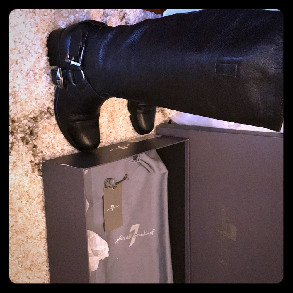 Black leather pull on boots